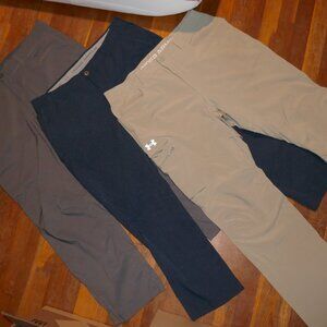 3 Mens Under Armour 38x32 Polyester 13% Elastane Khaki Desert 38x30 Pants Bauer